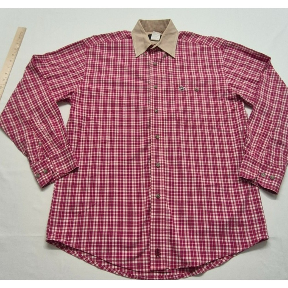 PBR‎ Men red/white long sleeve western rodeo professional bull rider shirt sz. M